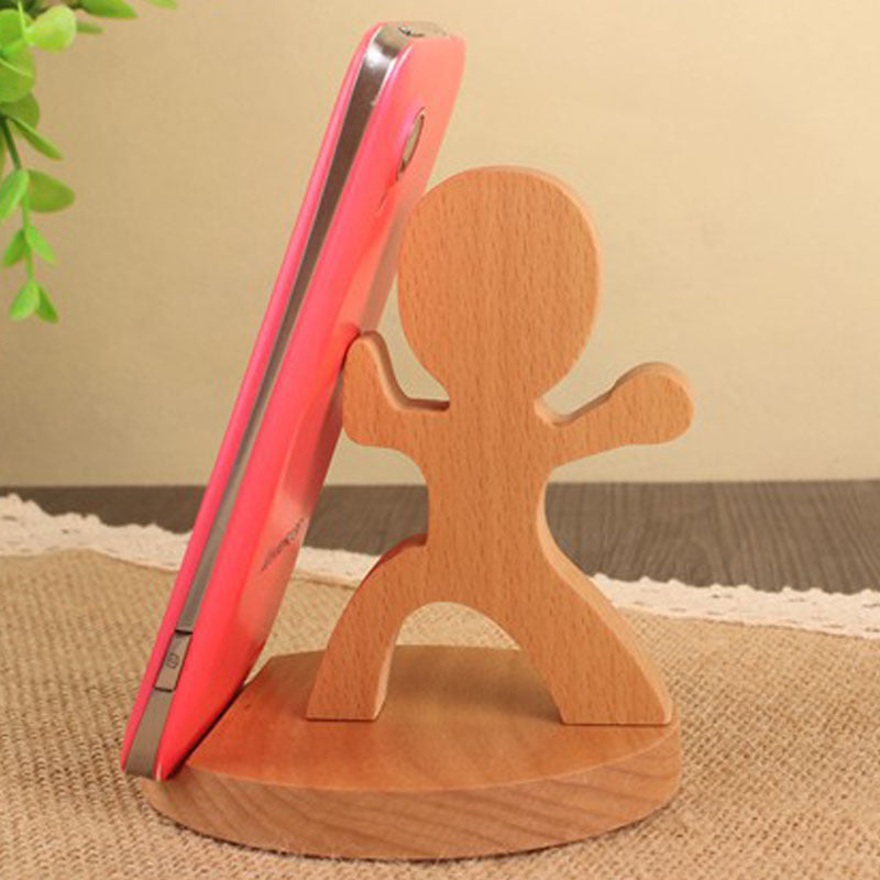 Creative Mobile Phone Toma Back With Coin Beech Wood Lazy Phone Holder Custom Lettering