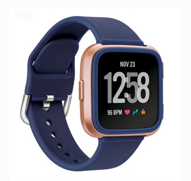 Solid Color Reverse Buckle Silicone Watch Strap For Smartwatches
