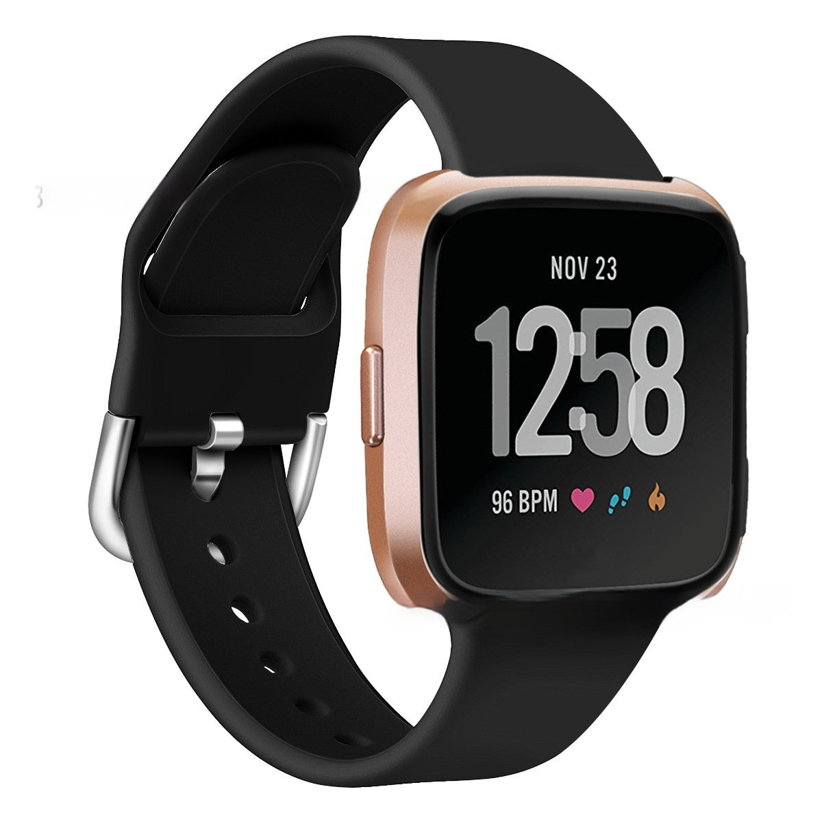 Solid Color Reverse Buckle Silicone Watch Strap For Smartwatches