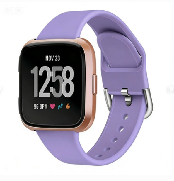Solid Color Reverse Buckle Silicone Watch Strap For Smartwatches