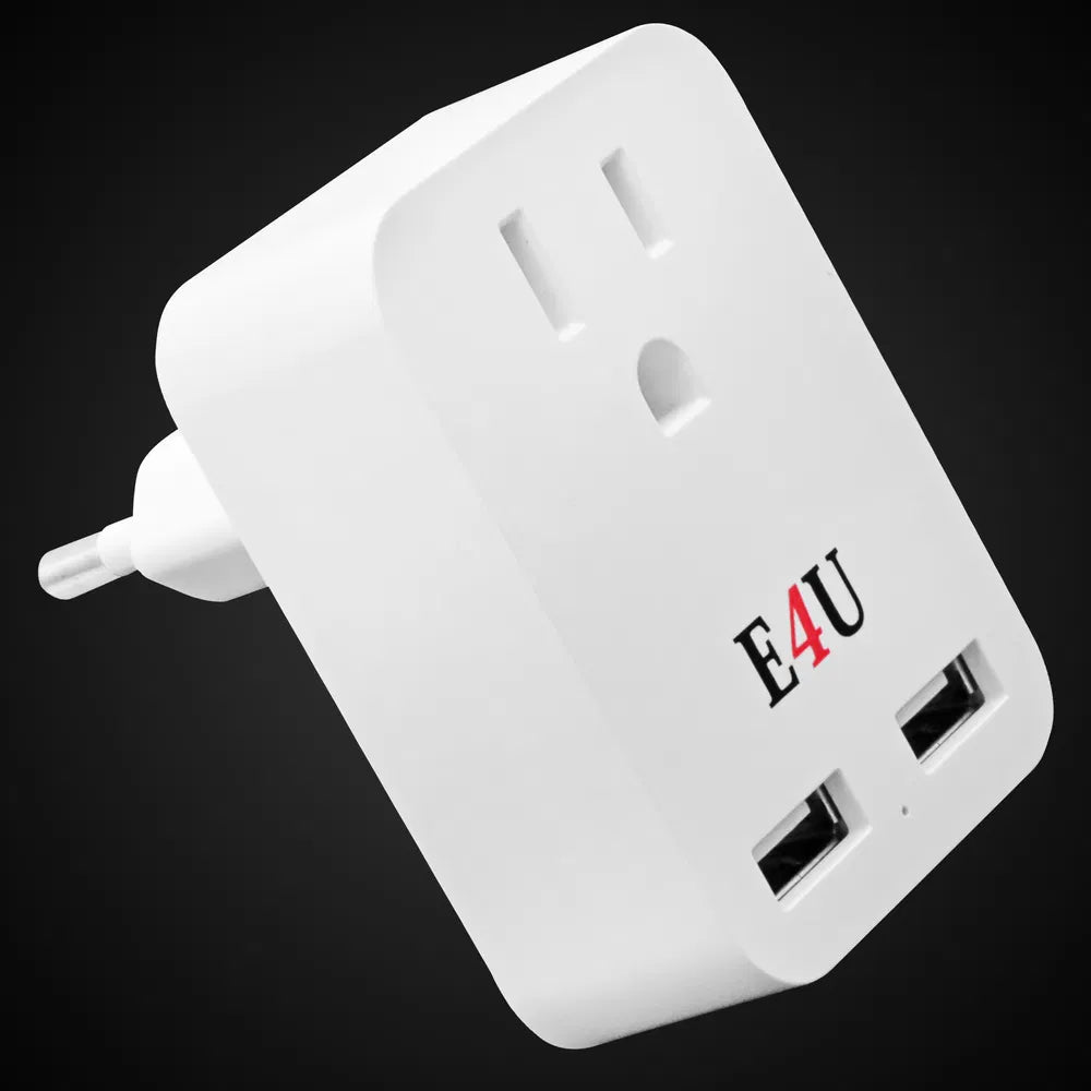 European Travel Plug Adapter W 2 USB-Ports Universal Adopter For International Power Outlet