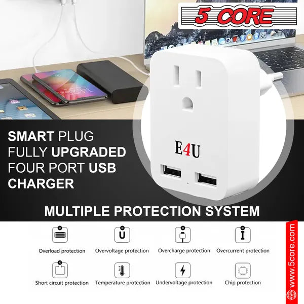 European Travel Plug Adapter W 2 USB-Ports Universal Adopter For International Power Outlet